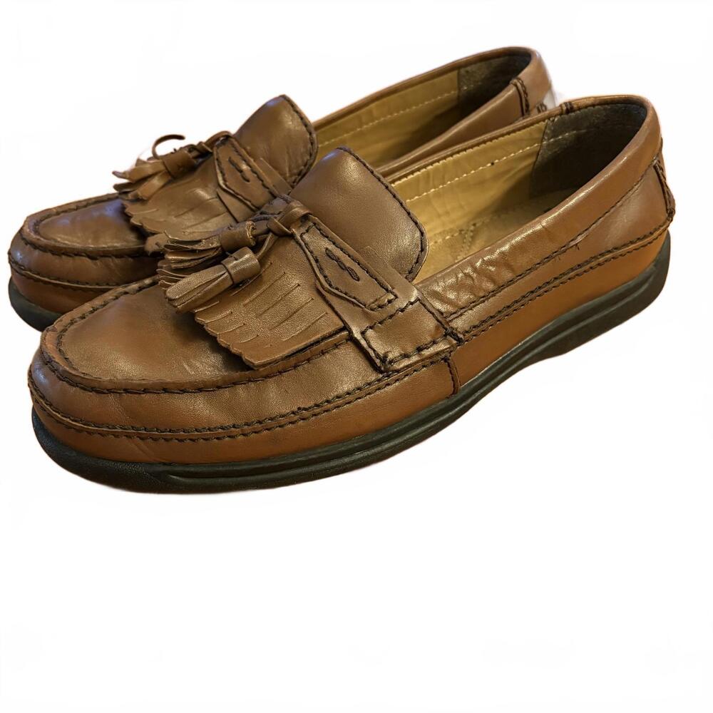 Dockers Brown Leather Tassel Loafers Men's Size 10 Old Money Quiet Luxury